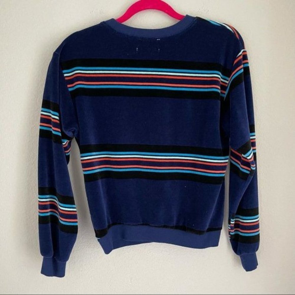 Urban Outfitters Women's Blue Velvet Striped Crew Neck Size Small - Picture 7 of 7